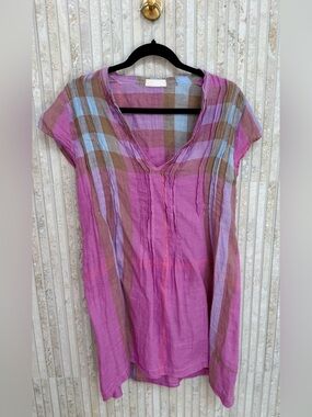 Women’s Pink Plaid V-Neck dress